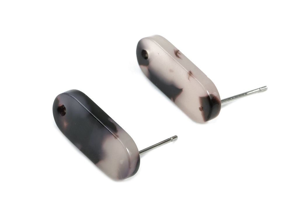 Acetate Acrylic Oval Earring Post Charms - Blond Tortoise Shell Stud Earrings - Color Code: A06 - 18.78x7.85x2.7mm - AC1276-A06 - DOMEDBAZAAR
