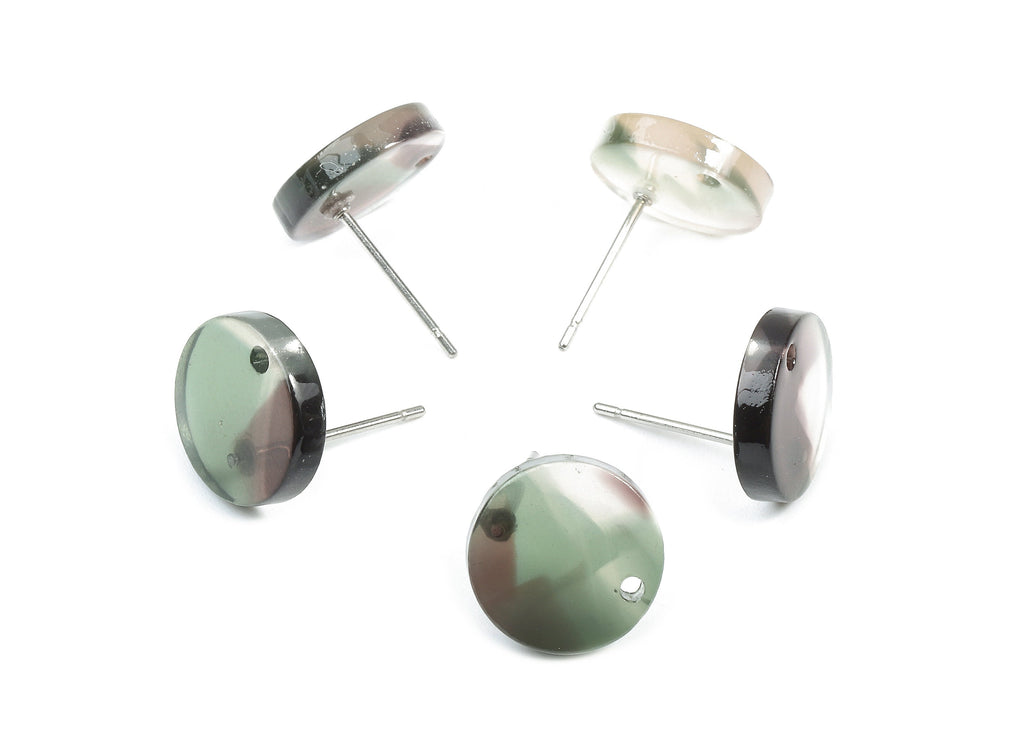 Acetate Round Earring Stud - Acetate Round Earring Post - Earring Post Findings - Color Code: A349 - 11.68x11.68x2.22mm - AC1139-A349 - DOMEDBAZAAR
