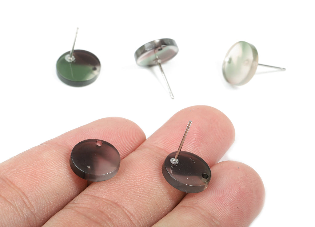 Acetate Round Earring Stud - Acetate Round Earring Post - Earring Post Findings - Color Code: A349 - 11.68x11.68x2.22mm - AC1139-A349 - DOMEDBAZAAR