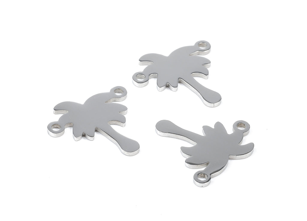 Stainless Steel Palm Tree Connector - Palm Tree Earrings Charms and Pendant - Bracelet Pendant - 16.12x15.75x0.99mm - SS1094 - DOMEDBAZAAR