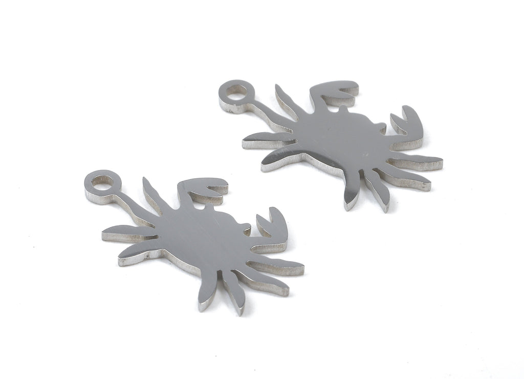 Stainless Steel Crab Charms - Crab Earrings and Pendant - Bracelet Pendant - Jewelry Supplies - 17.73x10.68x0.94mm - SS1037 - DOMEDBAZAAR