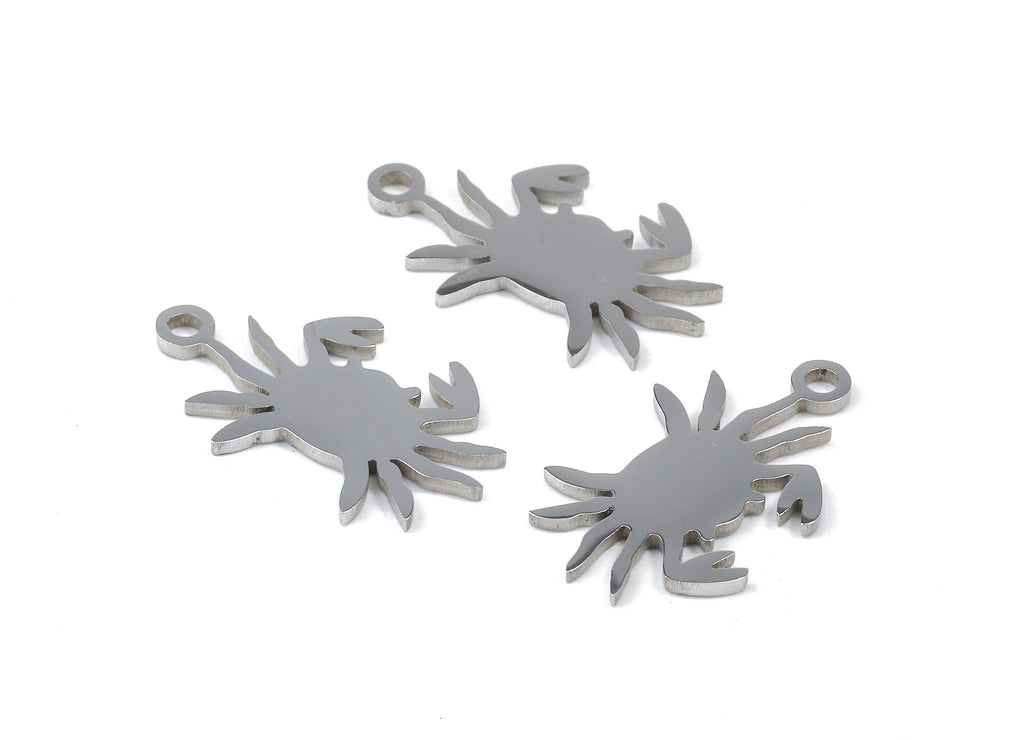 Stainless Steel Crab Charms - Crab Earrings and Pendant - Bracelet Pendant - Jewelry Supplies - 17.73x10.68x0.94mm - SS1037 - DOMEDBAZAAR