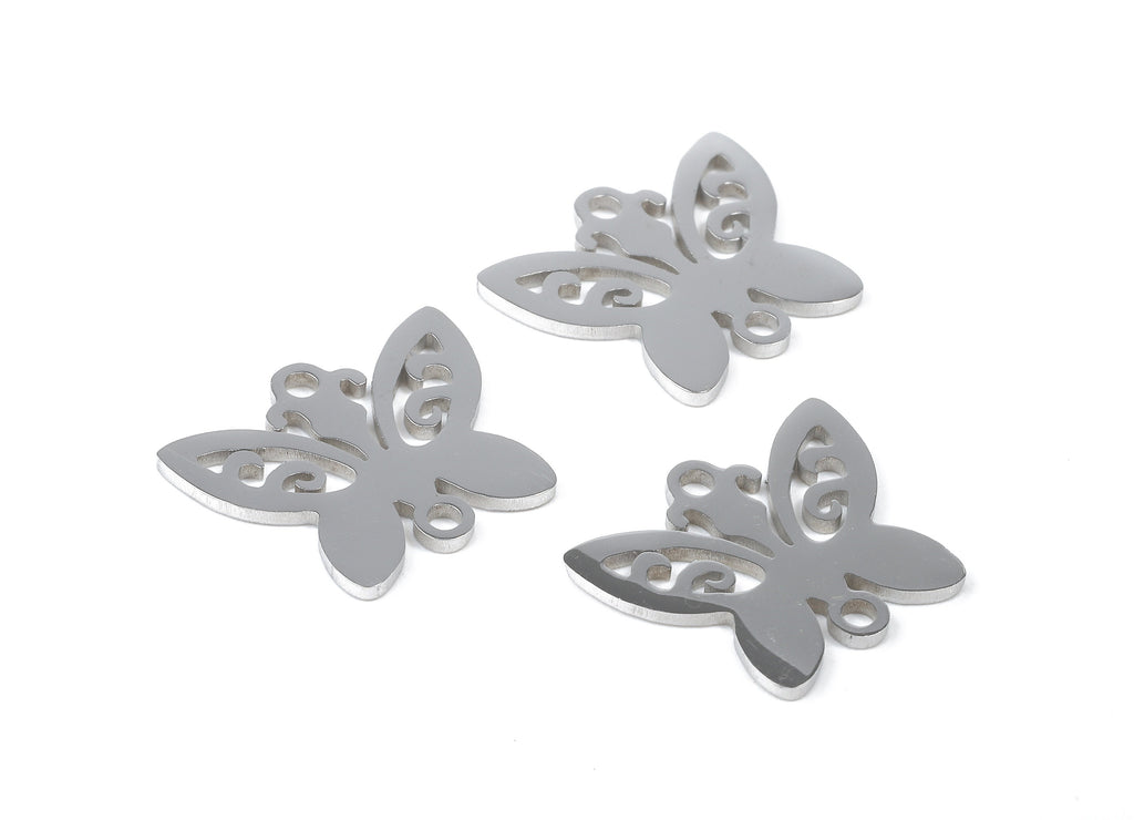 Stainless Steel Butterfly Connector - Butterfly  Earrings Charms and Pendant - Bracelet Pendant - 16.29x13.75x0.95mm - SS1111 - DOMEDBAZAAR
