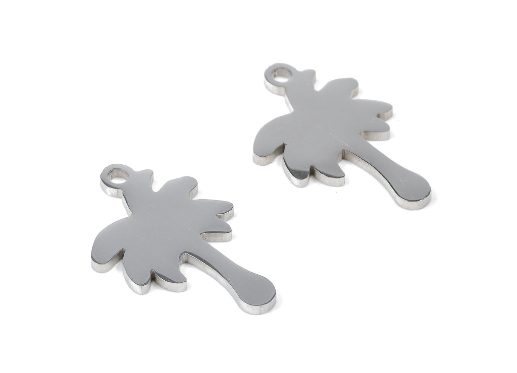 Stainless Steel Coconut Tree Charms - Coconut Tree Earrings and Pendant - Bracelet Pendant - Jewelry Supplies - 17.88x11.4x0.94mm - SS1069 - DOMEDBAZAAR