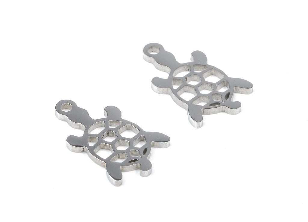 Stainless Steel Turtle Charms - Turtle Earrings and Pendant - Bracelet Pendant - Jewelry Supplies - 14.26x9.01x0.94mm - SS1074 - DOMEDBAZAAR