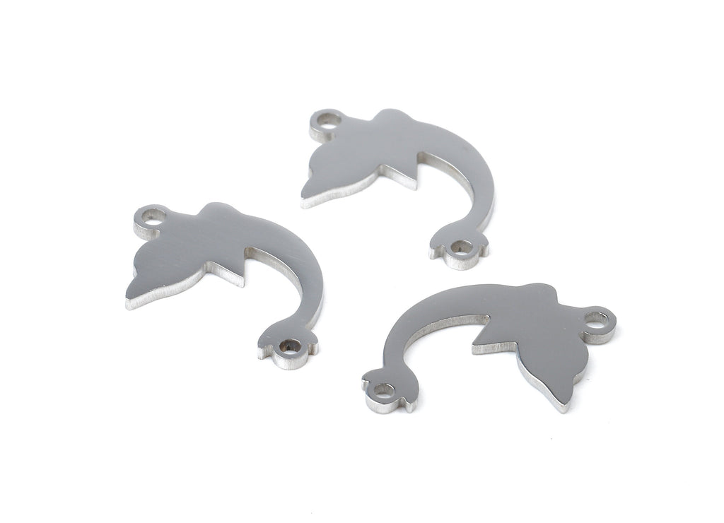 Stainless Steel Dolphin Connector - Dolphin Earrings Charms and Pendant - Bracelet Pendant - 18.07x11.42x0.95mm - SS1109 - DOMEDBAZAAR