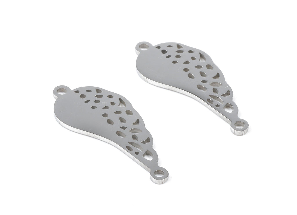 Stainless Steel Wing Connector - Wing Earrings Charms and Pendant - Bracelet Pendant - 25.71x10.35x0.96mm - SS1106 - DOMEDBAZAAR