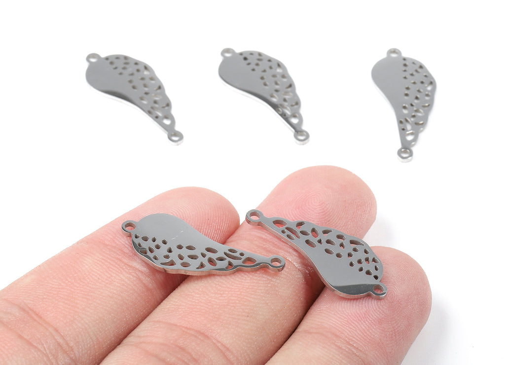 Stainless Steel Wing Connector - Wing Earrings Charms and Pendant - Bracelet Pendant - 25.71x10.35x0.96mm - SS1106 - DOMEDBAZAAR