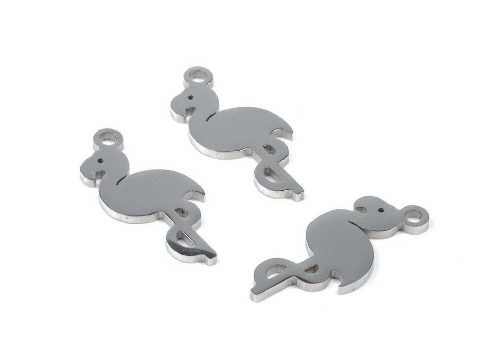 Stainless Steel Flamingo Charms - Flamingo Earrings and Pendant - Bracelet Pendant - Jewelry Supplies - 18.57x8.5x0.95mm - SS1045 - DOMEDBAZAAR