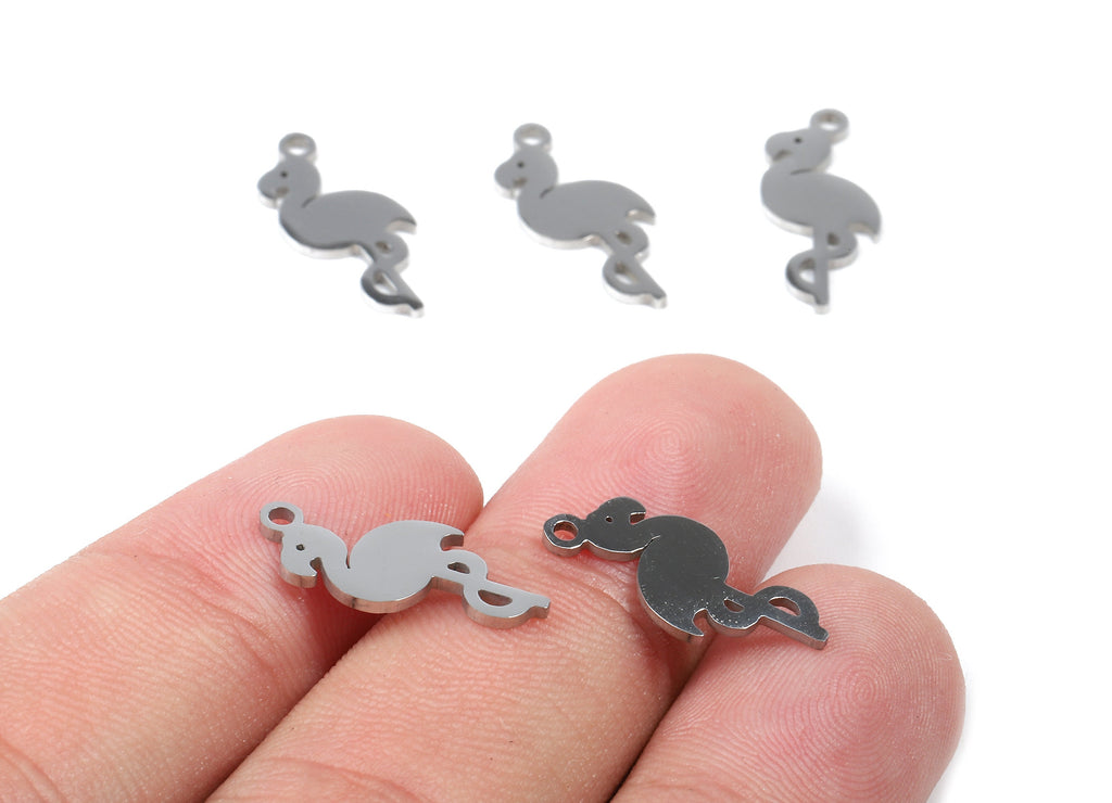 Stainless Steel Flamingo Charms - Flamingo Earrings and Pendant - Bracelet Pendant - Jewelry Supplies - 18.57x8.5x0.95mm - SS1045 - DOMEDBAZAAR