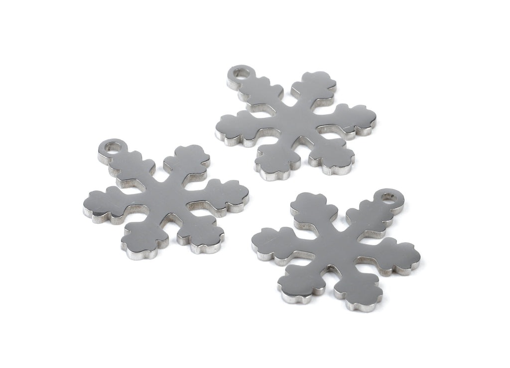 Stainless Steel Snowflake Charms - Snowflake Earrings and Pendant - Bracelet Pendant - Jewelry Supplies - 17.31x13.59x0.94mm - SS1020 - DOMEDBAZAAR