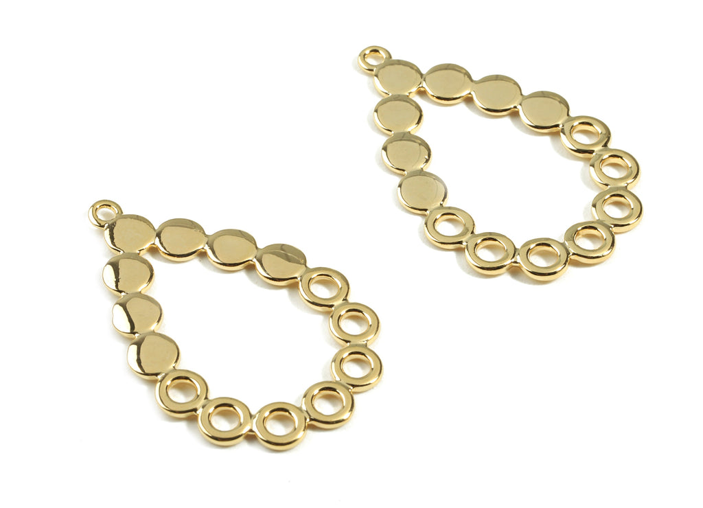 Brass Drop Earring Charms - Brass Gold Drop Earring Pendant - 18K Real Gold Plated Brass - Jewelry Supplies - 35.47x23.27x1.22mm - RGP2392 - DOMEDBAZAAR