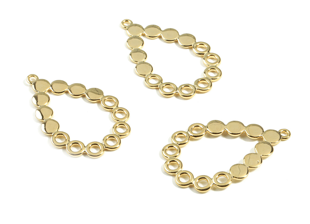 Brass Drop Earring Charms - Brass Gold Drop Earring Pendant - 18K Real Gold Plated Brass - Jewelry Supplies - 35.47x23.27x1.22mm - RGP2392 - DOMEDBAZAAR