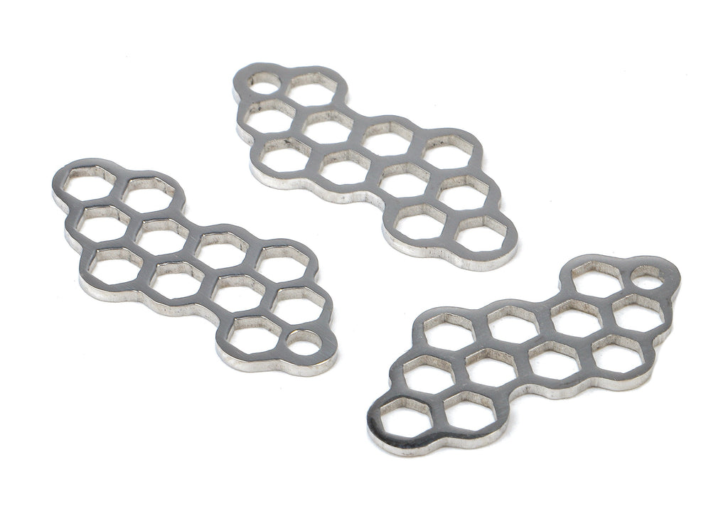 Stainless Steel Honeycomb Charms - Honeycomb Earrings and Pendant - Bracelet Pendant - Jewellery Supplies - 25.94x11.81x0.96mm - SS1063 - DOMEDBAZAAR