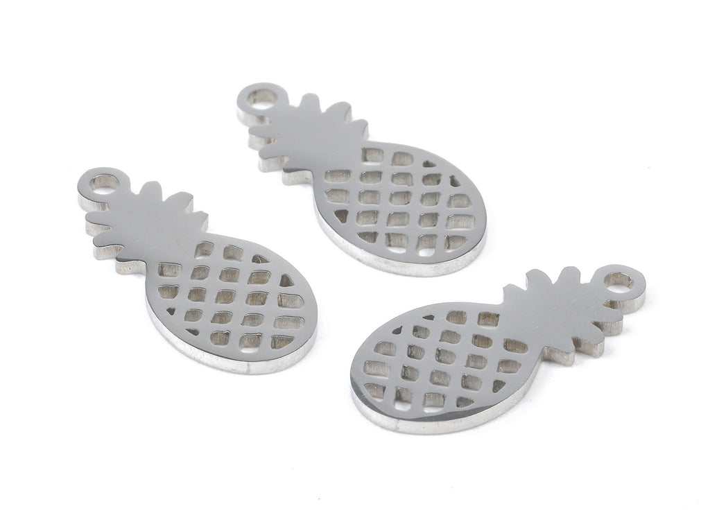 Stainless Steel Pineapple Charms - Pineapple Earrings and Pendant - Bracelet Pendant - Jewelry Supplies - 17.16x8.01x0.94mm - SS1078 - DOMEDBAZAAR