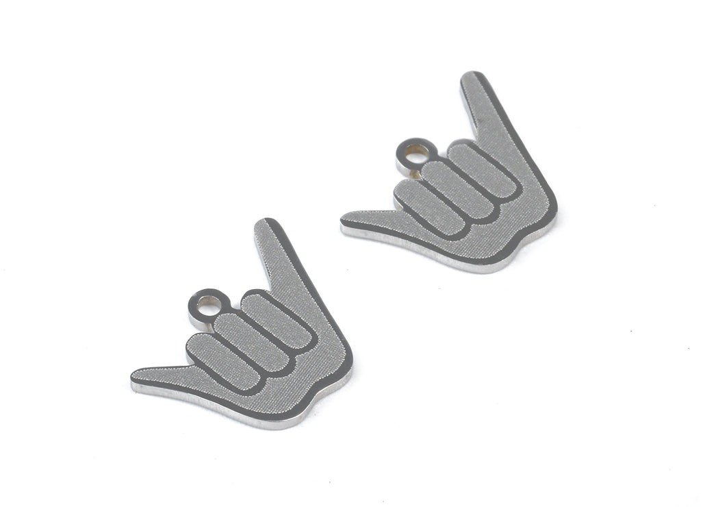 Stainless Steel Hand Sign Charms - Hang Loose Charms - Hand Sign Earrings and Pendant - Bracelet Pendant - 13.33x12.06x0.94mm - SS1026 - DOMEDBAZAAR