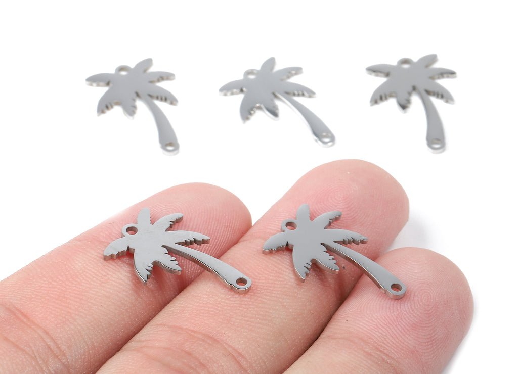 Stainless Steel Coconut Tree Connectors - Bracelet Charms - Coconut Tree Earrings Charms and Pendant - 18.43x13x1.1mm - SS1088 - DOMEDBAZAAR