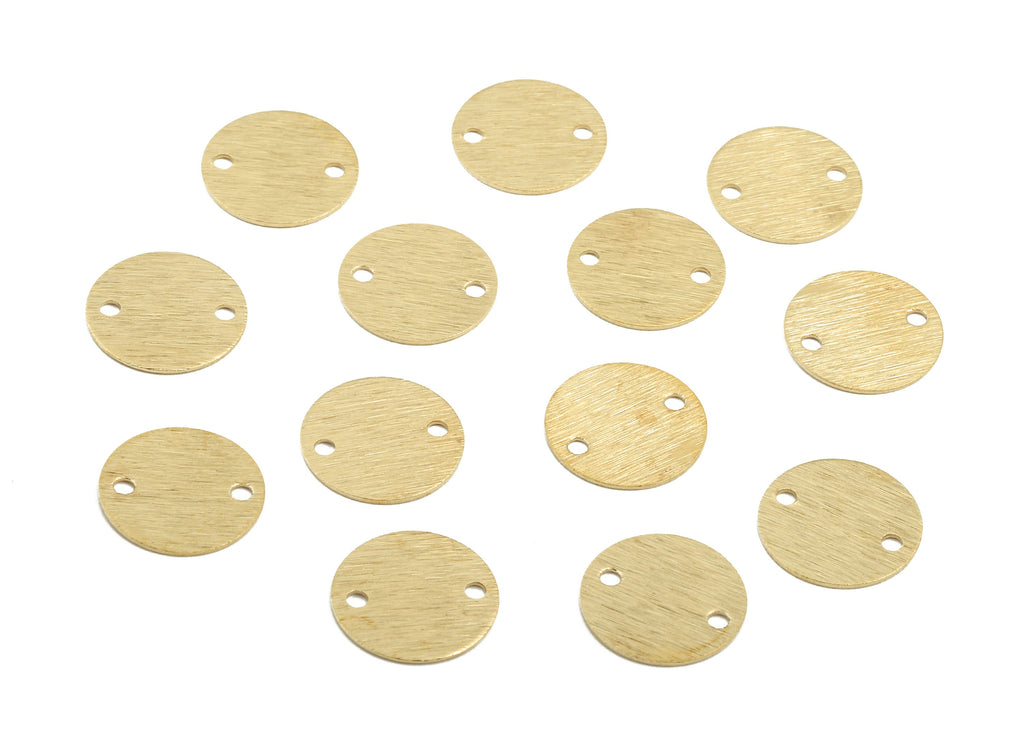 Brass Mini Round Connector - Textured Round Bracelet Connector - Raw Brass Round Pendant and Necklace - 2 Holes - 12x12x0.5mm - PP2950 - DOMEDBAZAAR