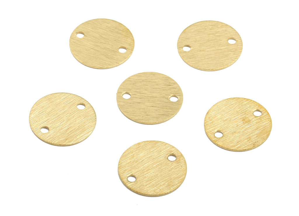 Brass Mini Round Connector - Textured Round Bracelet Connector - Raw Brass Round Pendant and Necklace - 2 Holes - 12x12x0.5mm - PP2950 - DOMEDBAZAAR