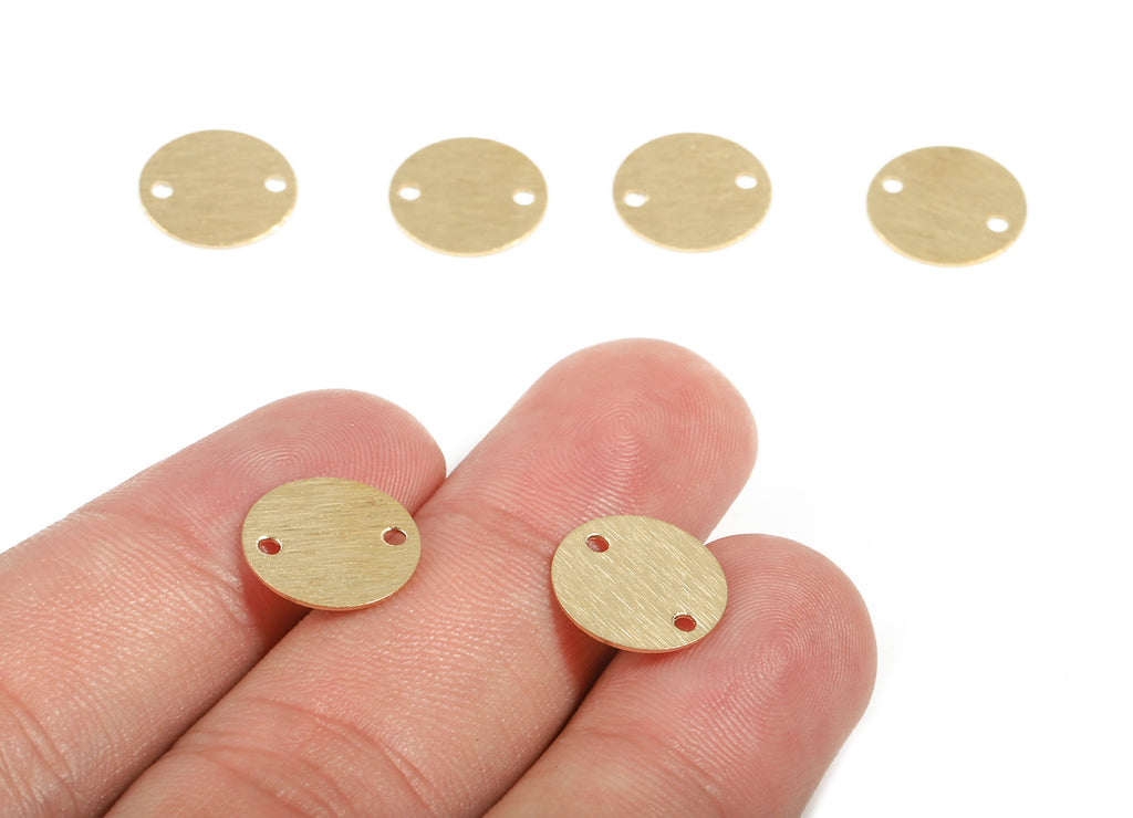 Brass Mini Round Connector - Textured Round Bracelet Connector - Raw Brass Round Pendant and Necklace - 2 Holes - 12x12x0.5mm - PP2950 - DOMEDBAZAAR