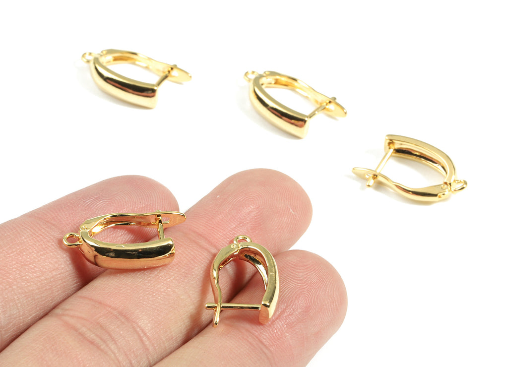 Brass Leverback Earring Clasp - Brass Plain Leverback  - 18K Real Gold Plated Brass - Jewelry Supplies - 20.17x11.1x2.4mm - RGP2432 - DOMEDBAZAAR