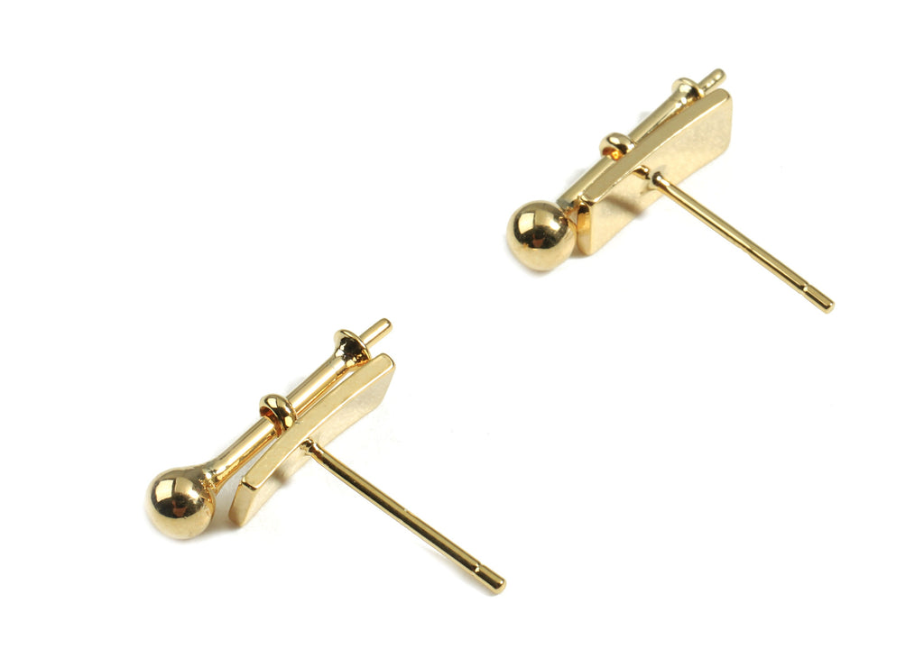 Brass Earring Stud For pearl - Brass Earring Post - 18K Real Gold Plated Brass - Jewelry Supplies - 17.64x4.13x3.5mm - RGP2388 - DOMEDBAZAAR