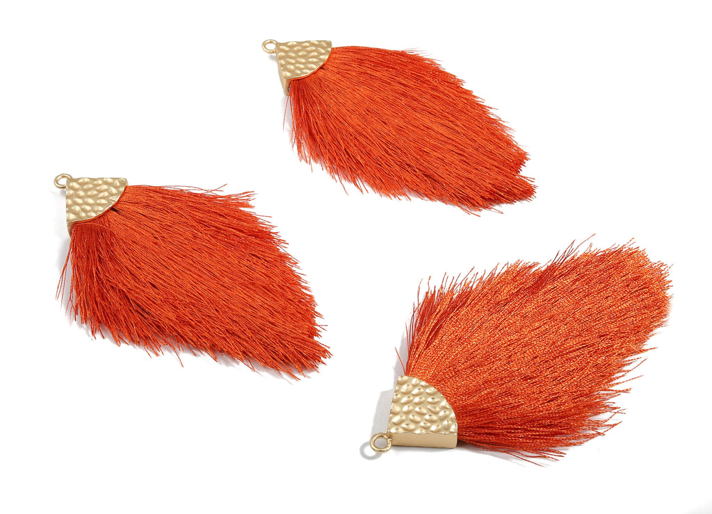 Tassel Earring Charms - Tassel Earring Charm - Puffy Tassel with Alloy Cap - Tassel Findings -Jewelry Supplies - 96.86x57.69mm - TS1123 - DOMEDBAZAAR