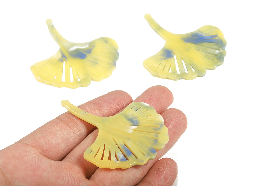 Acetate Ginkgo Charms - Leaf Earrings and Pendant - Earring Findings - Jewelry Supplies - Color Code:A378 - 61.7x55.79x2.59mm - AC1719-A378 - DOMEDBAZAAR