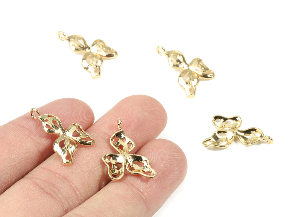 Brass Leafs Earring Charms - Gold Leafs Necklace Pendant - 18K Real Gold Plated Brass - Jewelry Supplies - 21.78x13.28x1.24mm - RGP2520 - DOMEDBAZAAR