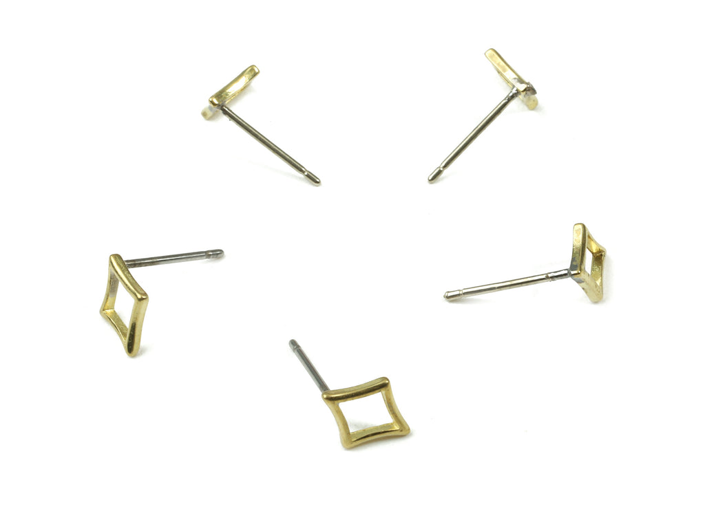 Brass Star Earring Stud - Raw Brass Star Earring Post - Steel Stud - Earring Post - Jewelry Supplies - 8.56x8.56x1.07mm - PP3094 - DOMEDBAZAAR