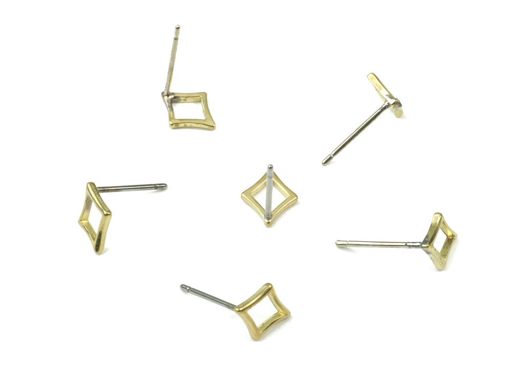 Brass Star Earring Stud - Raw Brass Star Earring Post - Steel Stud - Earring Post - Jewelry Supplies - 8.56x8.56x1.07mm - PP3094 - DOMEDBAZAAR