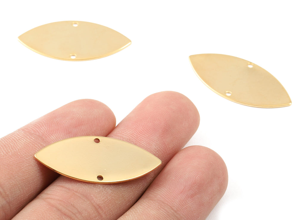 Brass Marquise Connectors - Brass Marquise Charms and Pendant - 18K Real Gold Plated Brass - Necklace Pendant - 32.05x14.9x0.59mm - RGP2256 - DOMEDBAZAAR