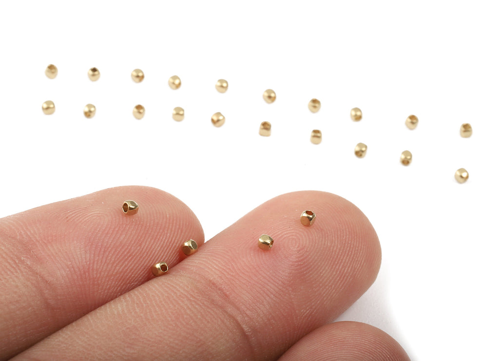 Brass Ball Spacer Beads - Raw Brass Cube Ball Beads - Necklace Beads - Earring Findings - Jewelry Supplies - 1.5x1.5x1.5mm - PP2967 - DOMEDBAZAAR