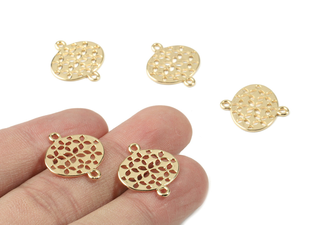 Brass Oval Earring Connector - Gold Oval Connectors - 18K Real Gold Plated Brass - Jewelry Supplies - 19.55x16.97x0.81mm - RGP2563 - DOMEDBAZAAR