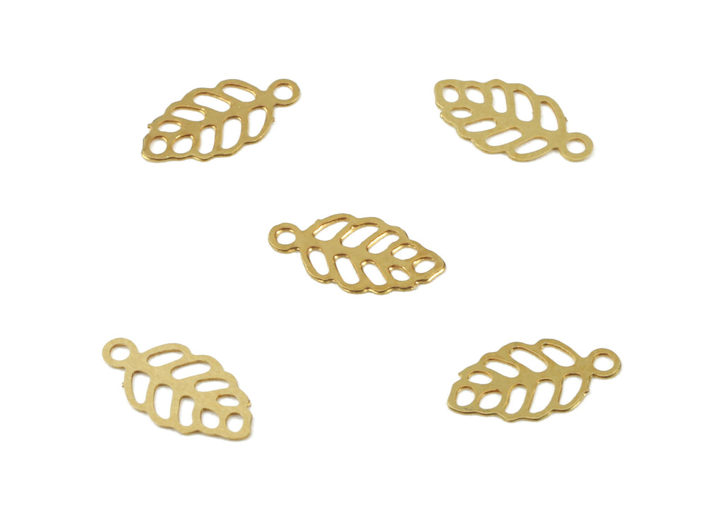 Brass Leaf Earring Charms - Raw Brass Leaf Necklace Pendant - Necklace Findings - Jewelry Supplies - 10.13x5.33x0.29mm - JJC1639 - DOMEDBAZAAR