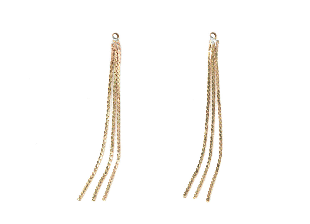 Brass Serpentine Chains Charm - Raw Brass Tassel Chains Charms - Earring Findings - Jewelry Supplies - 62x3.66x1.4mm - PP3054 - DOMEDBAZAAR