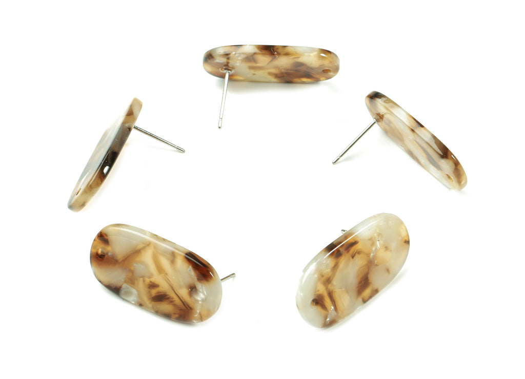Acetate Oval Earring Stud With Hole - Oval Connector Earring Post - Earring Post - Color Code: A351- 26.15x15.7x2.55mm - AC1811-A351 - DOMEDBAZAAR