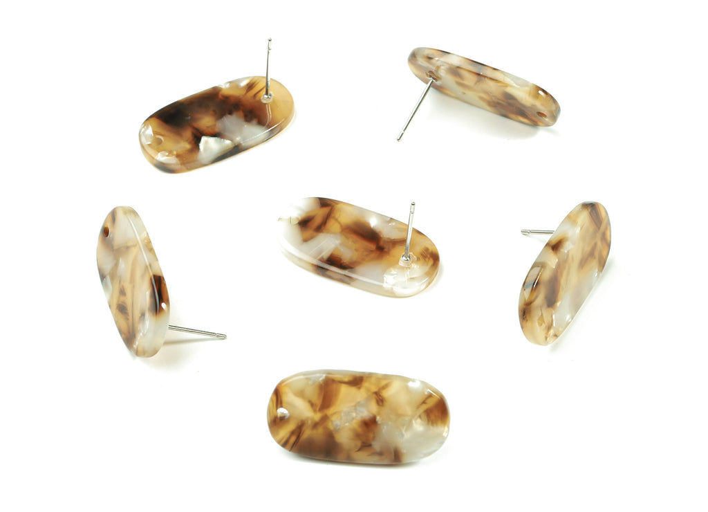 Acetate Oval Earring Stud With Hole - Oval Connector Earring Post - Earring Post - Color Code: A351- 26.15x15.7x2.55mm - AC1811-A351 - DOMEDBAZAAR