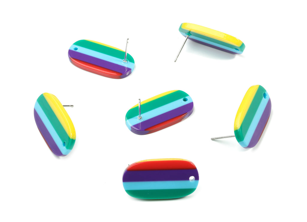 Acetate Oval Earring Stud With Hole - Oval Connector Earring Post - Earring Post - Color Code: A115 - 26.63x13.9x2.7mm - AC1811-A115 - DOMEDBAZAAR