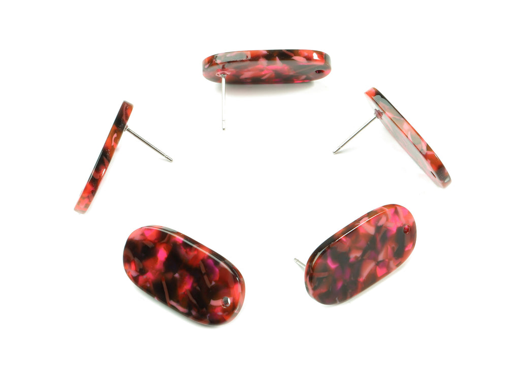 Acetate Oval Earring Stud With Hole - Oval Connector Earring Post - Earring Post - Color Code: A93 - 26.63x13.9x2.7mm - AC1811-A93 - DOMEDBAZAAR
