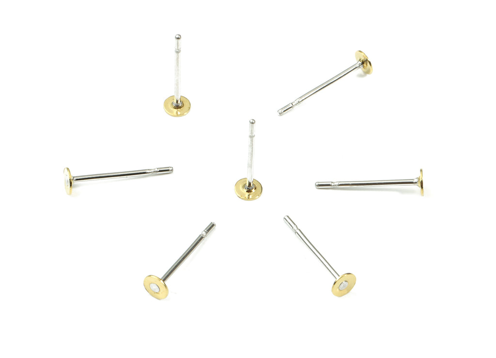 Earring Post Stud With Raw Brass Head - 3*12 - 202 Stainless Steel Earring Posts - Jewelry Supplies - 11.78x3.1mm - PP3104 - DOMEDBAZAAR