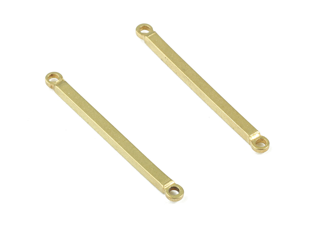 Brass Stick Connectors - Raw Brass Stick Pendant Necklace - Brass Connector Charms - 2 Holes - Jewelry Supplies - 25.12x1.53x1.48mm - PP2972 - DOMEDBAZAAR
