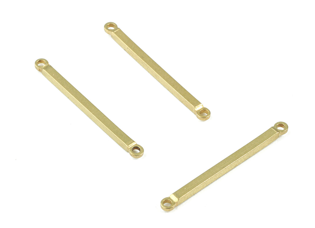 Brass Stick Connectors - Raw Brass Stick Pendant Necklace - Brass Connector Charms - 2 Holes - Jewelry Supplies - 25.12x1.53x1.48mm - PP2972 - DOMEDBAZAAR