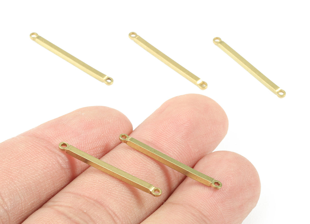 Brass Stick Connectors - Raw Brass Stick Pendant Necklace - Brass Connector Charms - 2 Holes - Jewelry Supplies - 25.12x1.53x1.48mm - PP2972 - DOMEDBAZAAR