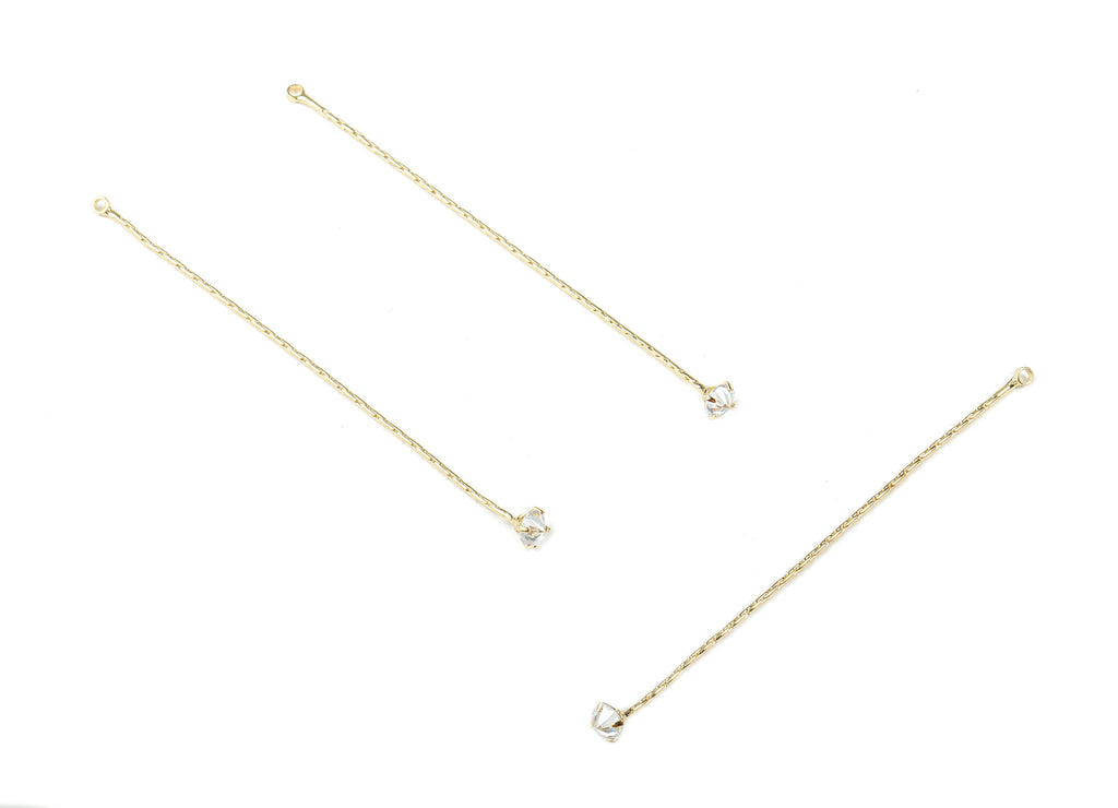 Brass Snake Chain Charms With Glass - Brass Snake Chain Earring Pendant - 18k Real Gold Plating Brass - 65x3.97x3.62mm - RGP2300 - DOMEDBAZAAR