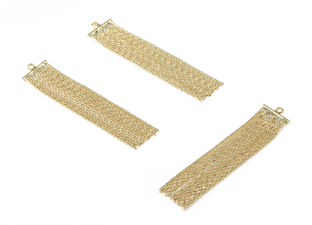 Brass Tassel Snake Chains Earring Charms - Brass Snake Chains Earring Pendant - 18k Real Gold Plating Brass - 45x10.41x1.17mm - RGP2299 - DOMEDBAZAAR