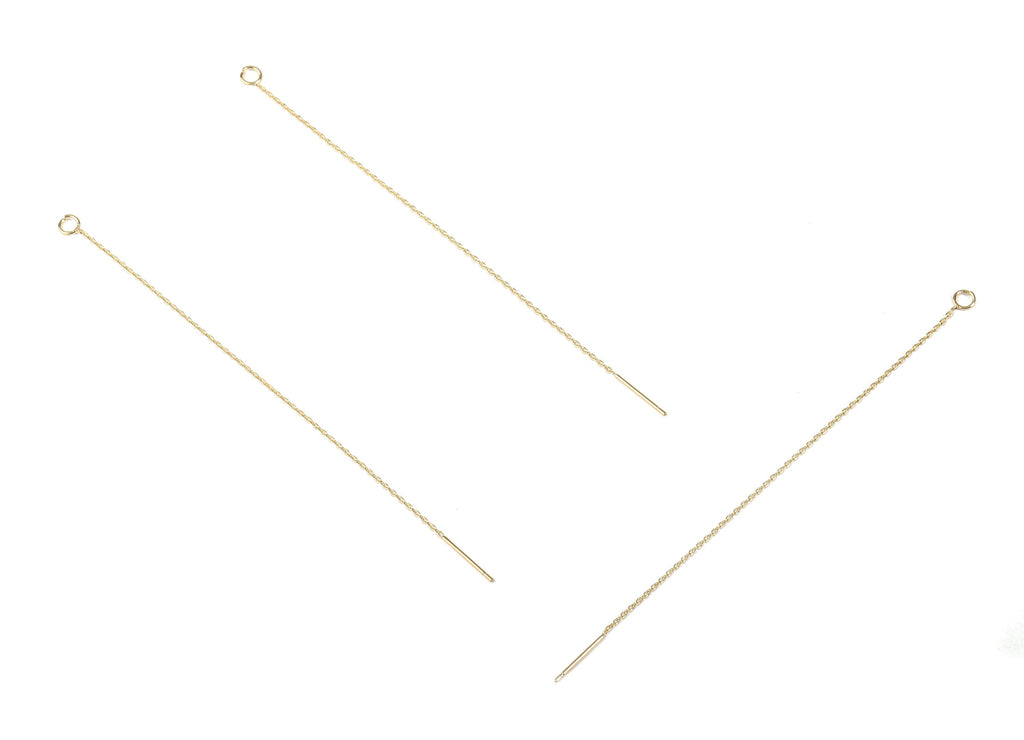 Brass Cable Chain Earring Stud - Brass Cable Chain Earring Post with Loop - 18k Real Gold Plating Brass - 152x3.66x0.78mm - RGP2301 - DOMEDBAZAAR