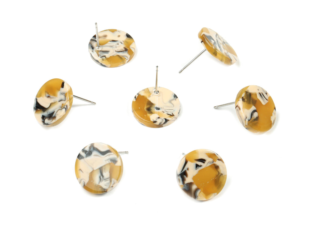 Acetate Mini Round Earring Stud - Circle Earring Post - Earring Post - Jewelry Supplies - Color Code: A14- 14.72x14.72x2.44mm - AC1812-A14 - DOMEDBAZAAR