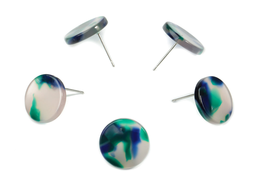 Acetate Mini Round Earring Stud - Circle Earring Post - Earring Post - Jewelry Supplies - Color Code: A18 - 14.67x14.67x2.47mm - AC1812-A18 - DOMEDBAZAAR