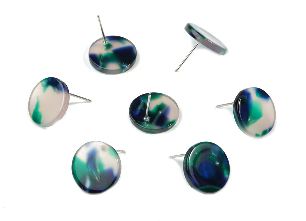 Acetate Mini Round Earring Stud - Circle Earring Post - Earring Post - Jewelry Supplies - Color Code: A18 - 14.67x14.67x2.47mm - AC1812-A18 - DOMEDBAZAAR